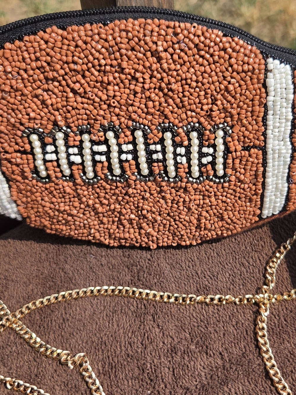Beaded Football Crossbody Bag